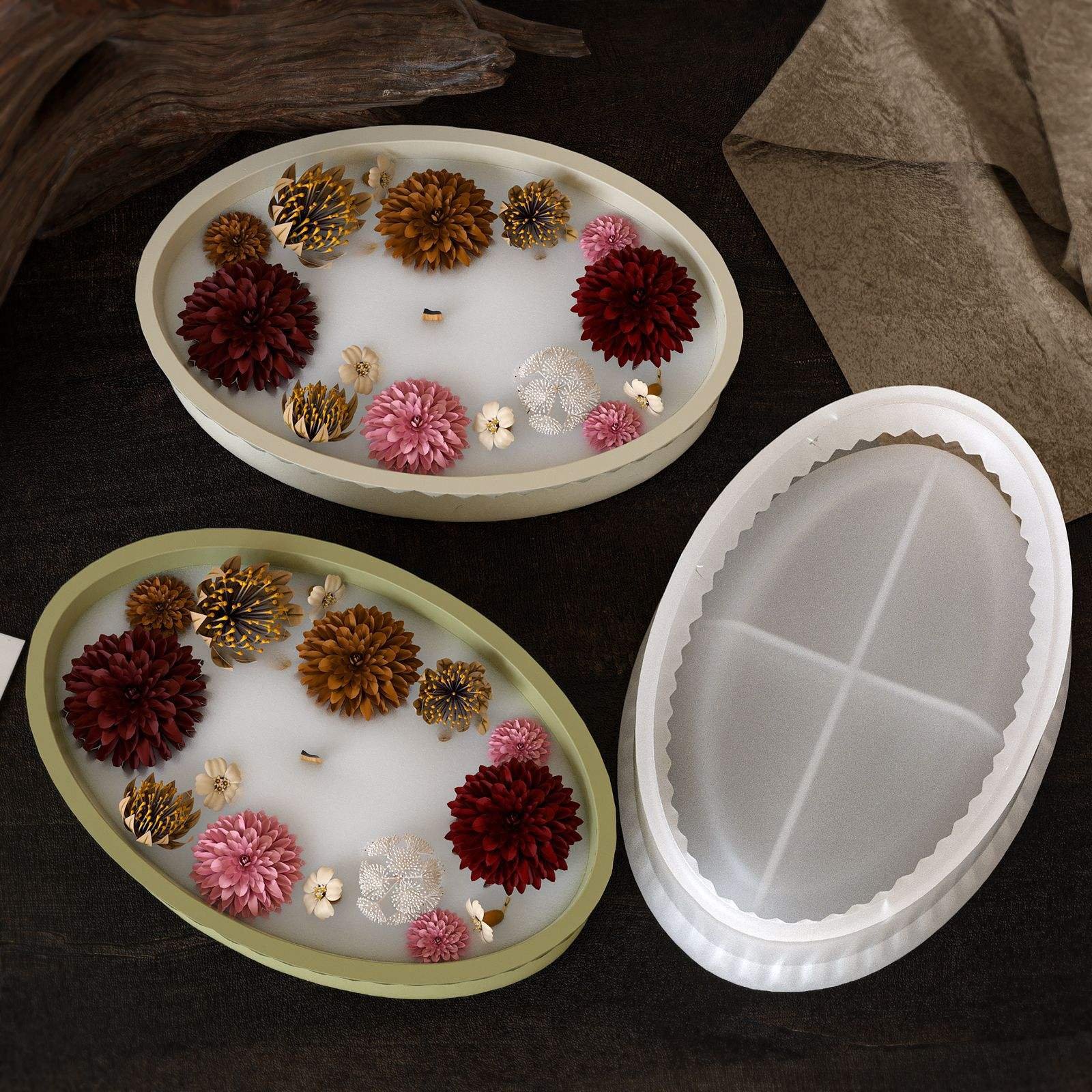 Oval Stripe Storage Tray Silicone Mold Oval Stripe Storage Tray Silicone Mold